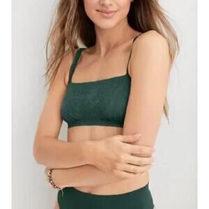 Aerie Black Coral Lace Bandeau Bralette Size Large